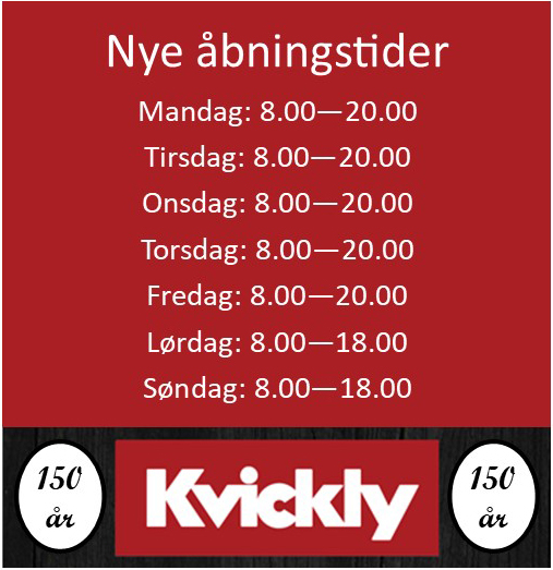 Kvickly - nye åbningstider