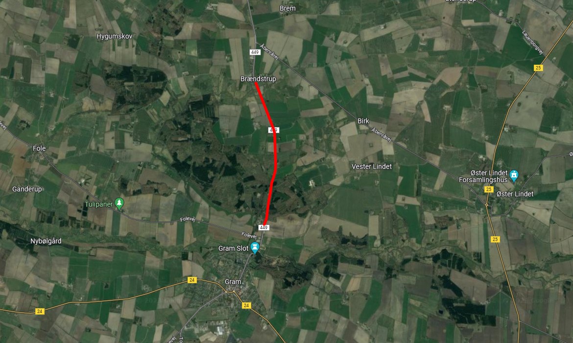 Dobbeltrettet cykelsti mellem Gram og Brændstrup i Haderslev