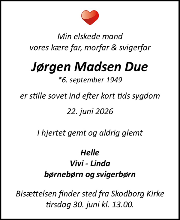 dodsfald jorgen madsen due